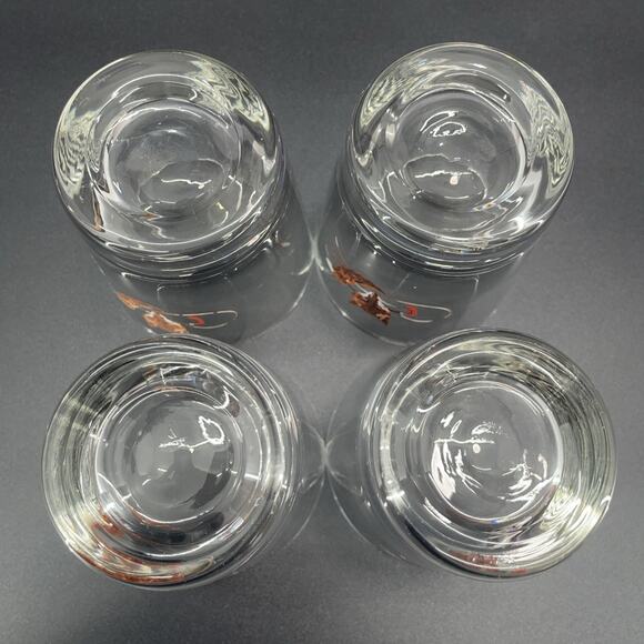 4 Vintage Fox Bullwhip Whiskey Rocks Glasses MCM Fox Hunting Equestrian Barware - Picture 6 of 7